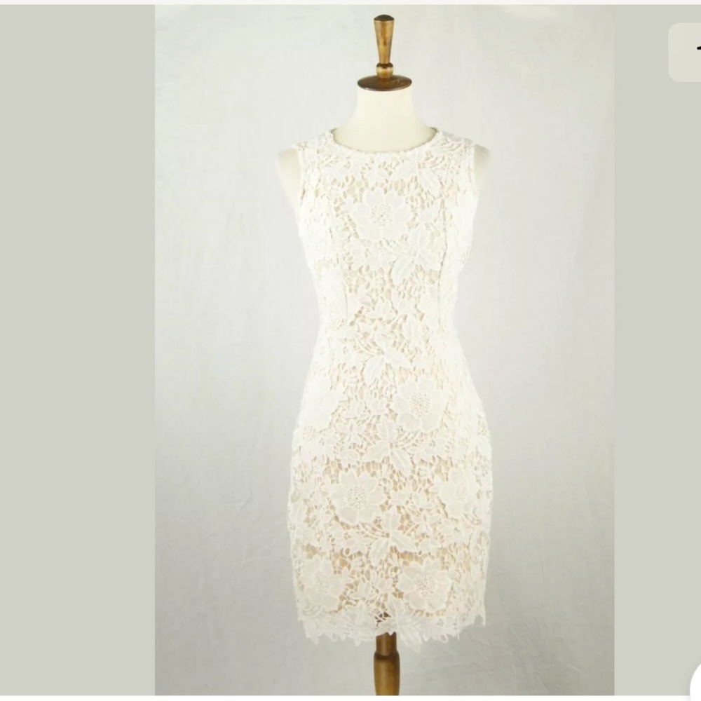 ❌SOLD❌Ann Taylor LOFT Lace Overlay Sheath Dress - Picture 1 of 6